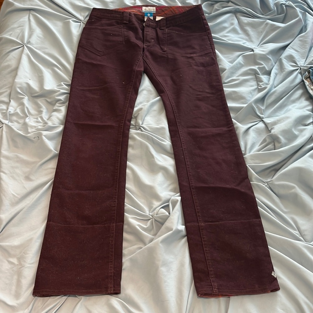 Columbia skinny jeans, maroon color, tight but stretchy
